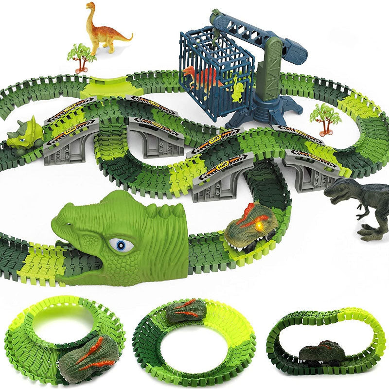 Dinosaur Electric Flexible Rail Track Toy 183 Piece Set